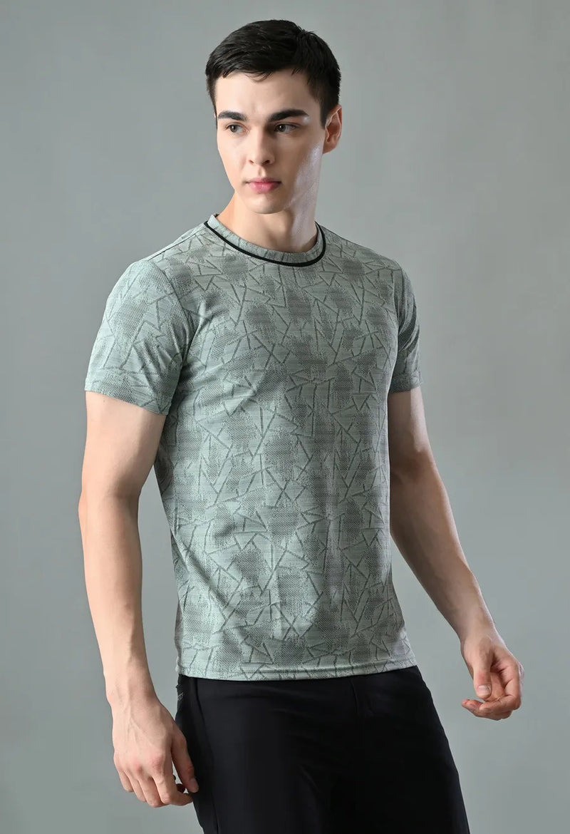 Jacquard Texture Round Neck T-Shirt