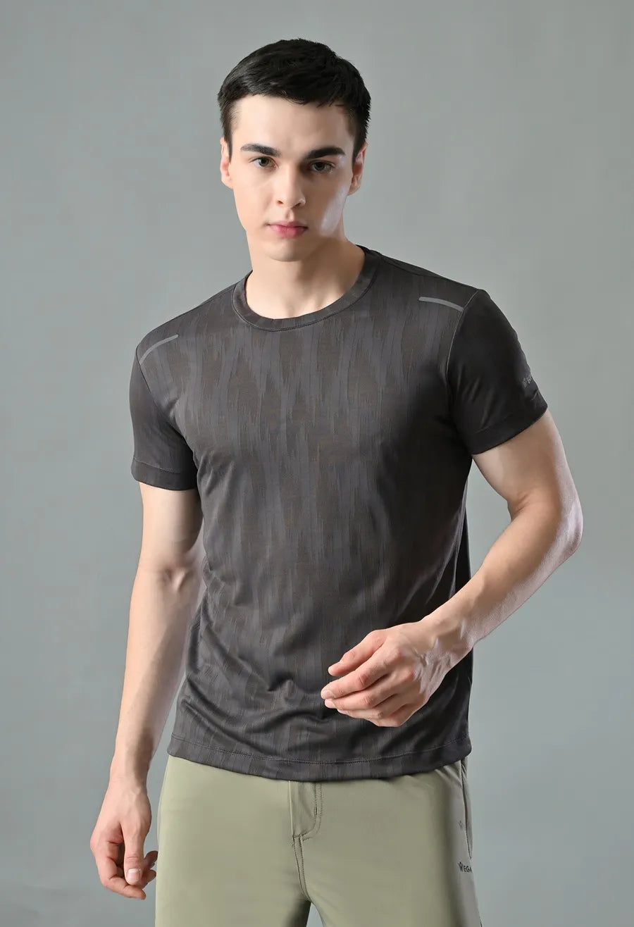 Jacquard Texture Round Neck T-Shirt ( TCK 103)